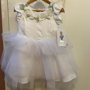 White Disney Dress Floral Applique Flower Girl Dress Baby